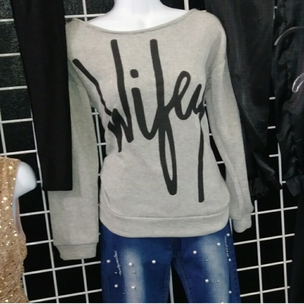 Off Shoulder Wifey Sweatshirt
